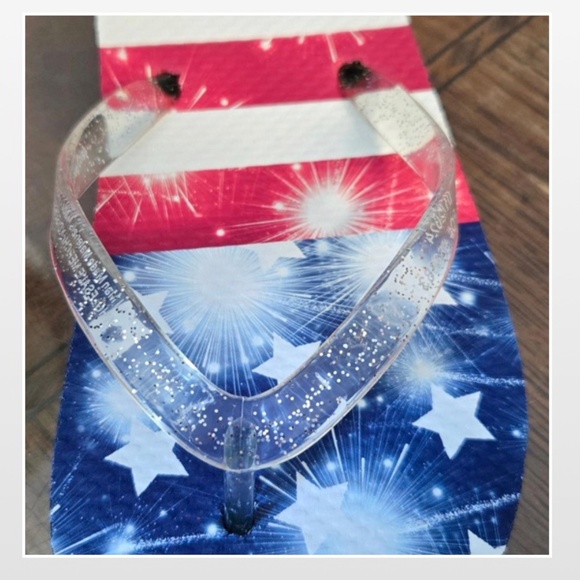 New Shoes Girls Flip Flops Kids Stars Patriotic USA American NWT - Picture 9 of 16